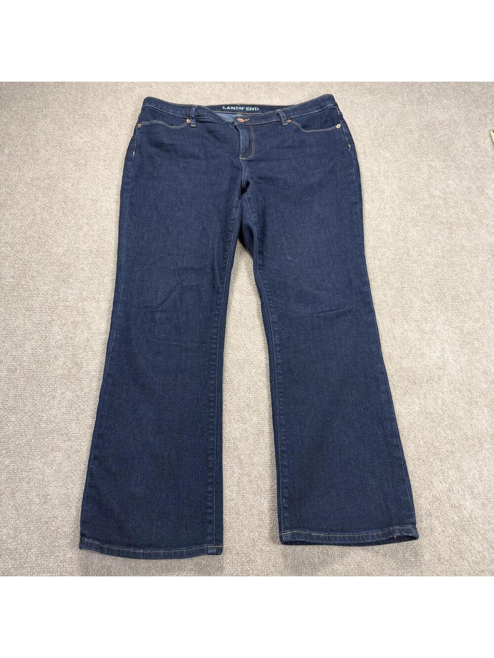 Lands' End Women's Fit 2 Bootcut Leg Petite Jeans - Size 14P Dark Wash